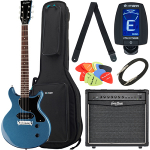 Harley Benton DC-Junior Pelham Blue Bundle