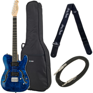 Harley Benton TE-90QM HH Trans Blue Bundle